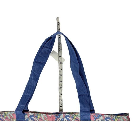 Talbots Tropical Print Logo Tote Bag Pink Periwinkle Beach Pool Shopping NWT - Picture 6 of 8